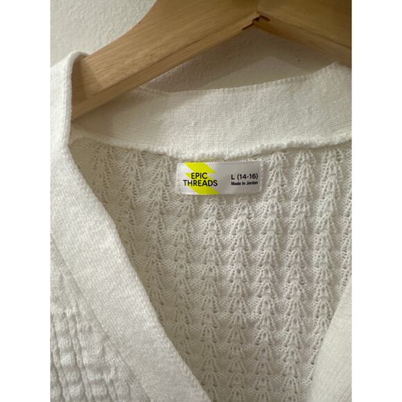 EPIC THREADS White Striped Cardigan SIZE 14 16 Girl’s Green Pink Basic Classic - Picture 3 of 6